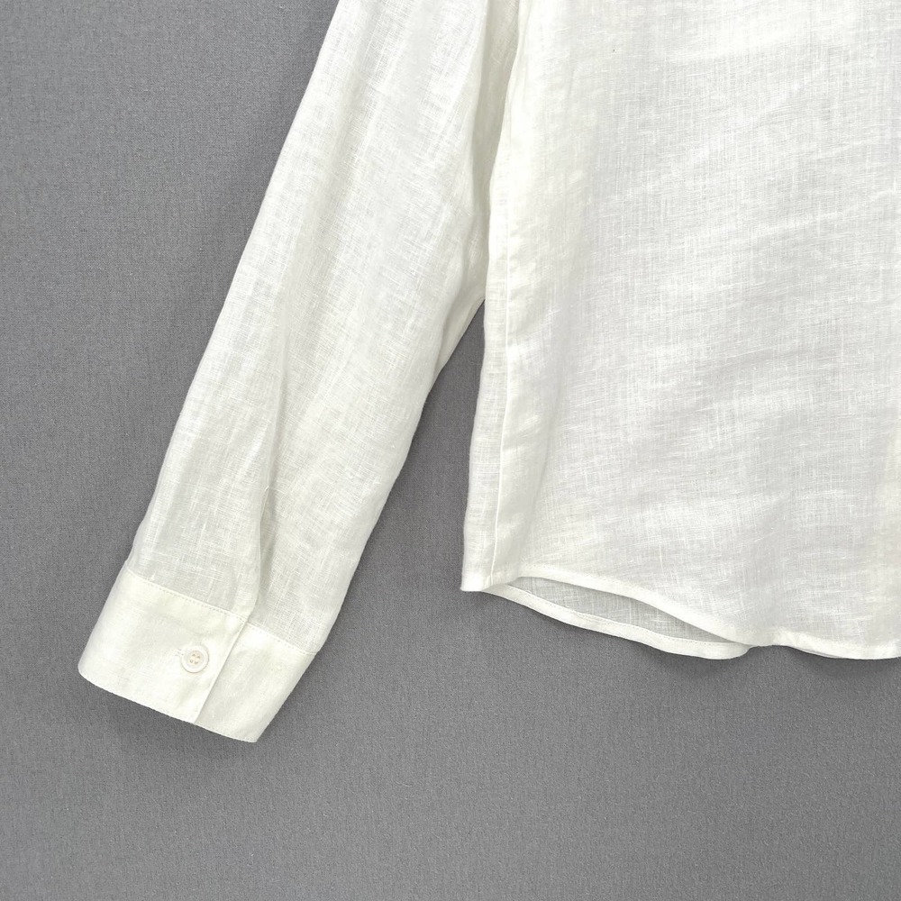REFORMATION Sky Top Relaxed Linen Shirt Womens Large White Long Sleeve Button Up - Picture 9 of 14